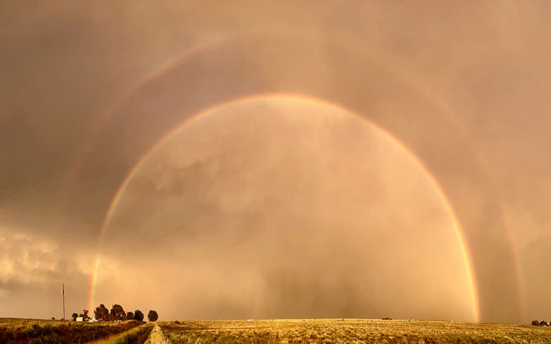 Near-Sunset Double Rainbow
